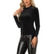 thumbnail image 4 of Blusa de Cuello Volante para Mujer Inspire Chic con Mangas Largas Abullonadas y Puntos Metálicos de Terciopelo XL Negra, 4 of 6