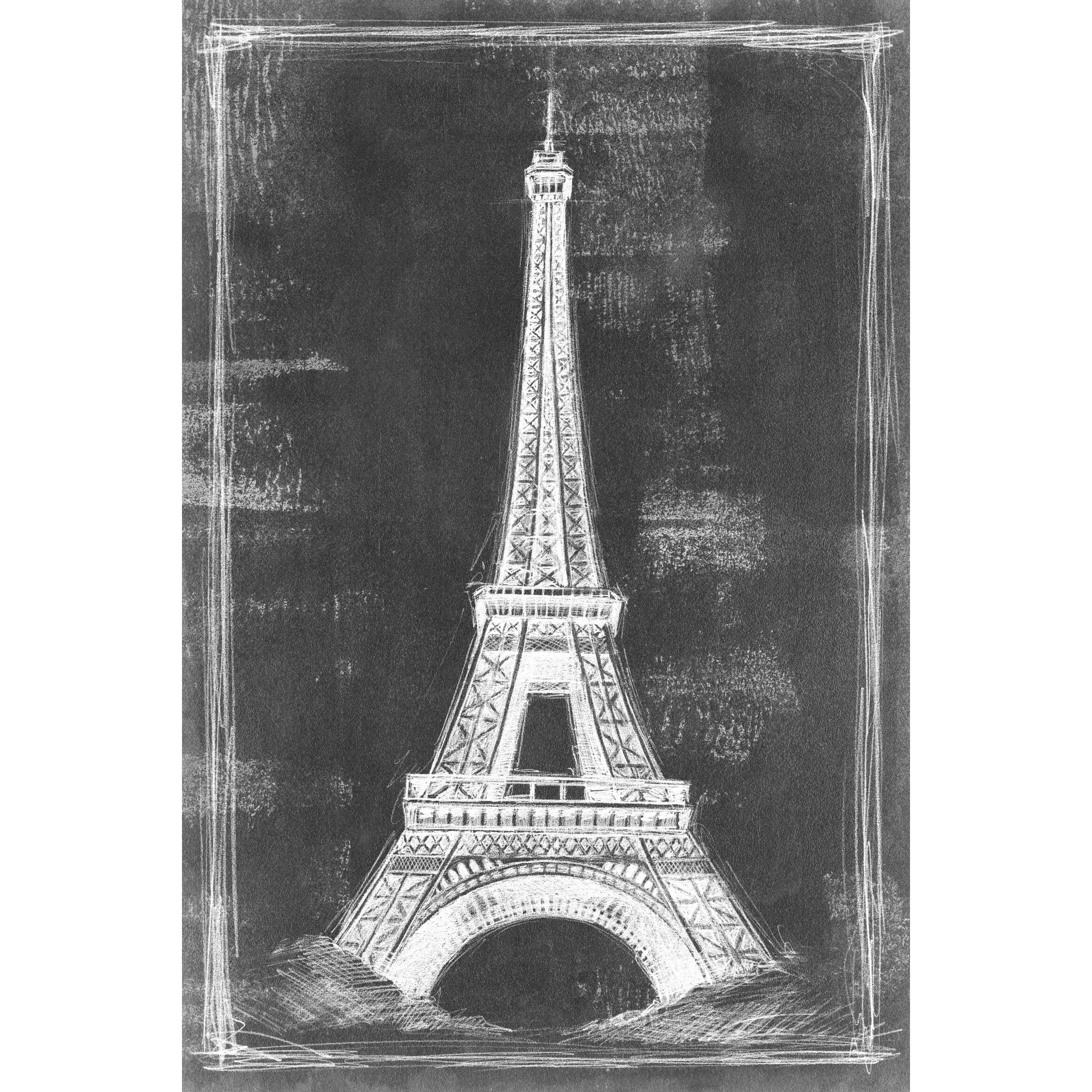 "Eiffel Tower Blueprint" Painting Print on Wrapped Canvas