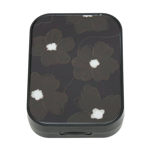 Unique Bargains 1 Set Contact Lens Case Flowers Rectangular Lens Storage Case Black