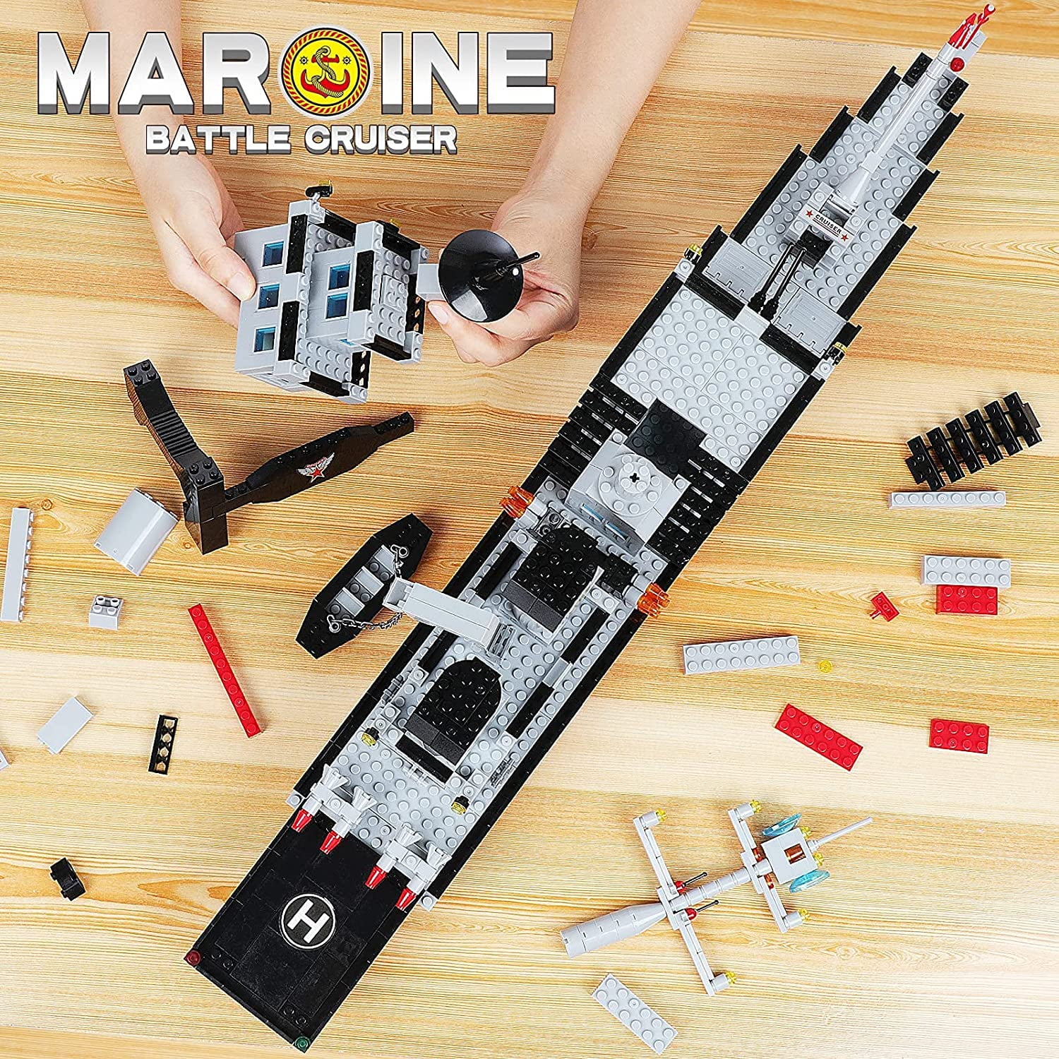 EP EXERCISE N PLAY  Large Military Battleship Building Blocks Toy Sets (1163 Pieces)