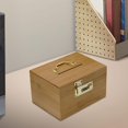 thumbnail image 4 of segolike Wood Money Box Metal Handle Vintage Antique Rectangle Password Storage Box, 4 of 8