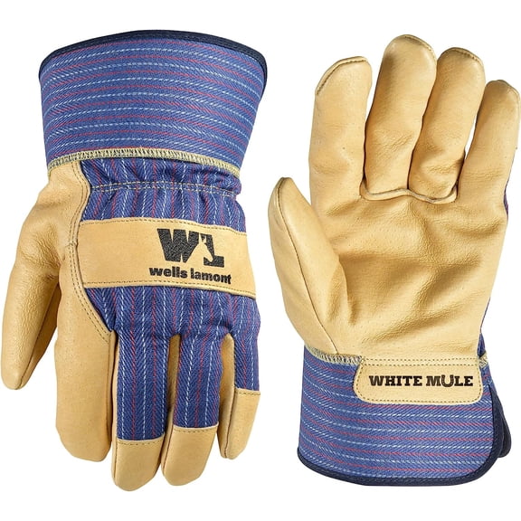 Wells Lamont Men's White Mule Heavy Duty Cowhide Leather Palm Work Gloves, X-Large (3300XL)
