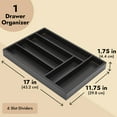 thumbnail image 4 of Bamboo Silverware Organizer for Drawer, Kitchen, 6 Slot Utensil Tray (Black, 17 x 11.75 x 1.75 In), 4 of 10