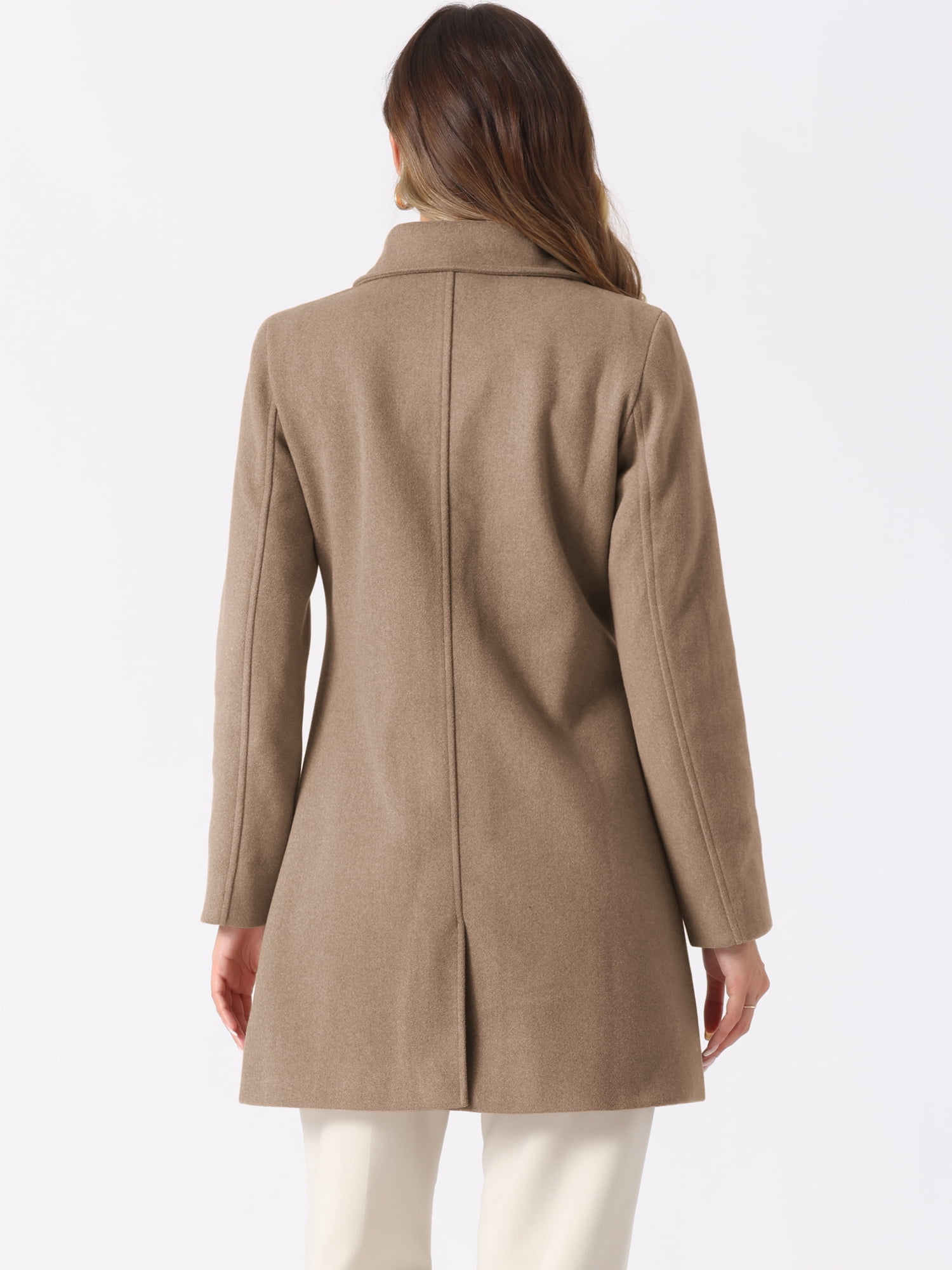 DARING DIVA Women's Single Breasted Winter Outwear Trench Coat Dark Beige M