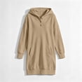 thumbnail image 2 of Xdegoge Kids Girls Long Hoodie Dress Casual Long Sleeve Sweatshirt Tunic Pullover Tops with Henley Buttons and Side Pockets Fall Wear, Size 6-7, 2 of 4
