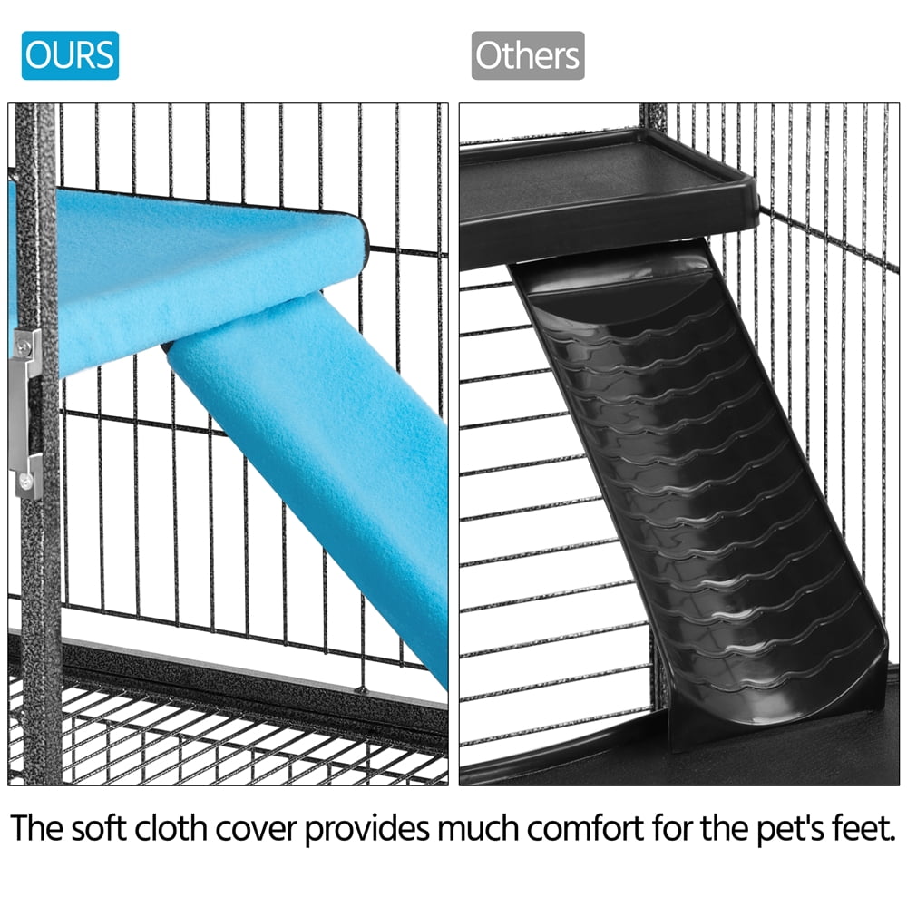 Alden Design Rolling Metal 2-Story Small Animal Cage with Removable Ramps, Hammered Black