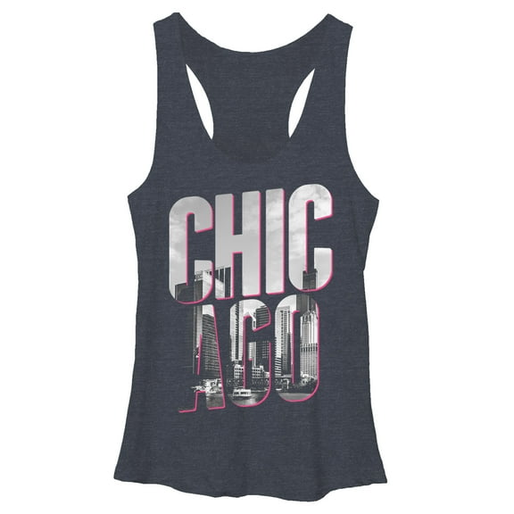 Women's Lost Gods Chicago City Chic  Racerback Tank Top Navy Blue Heather Large