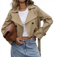 thumbnail image 3 of Gabardina Corta con Solapa y Doble Botonadura para Mujer Caqui XL, 3 of 10