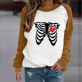 thumbnail image 3 of Blusa de manga larga con estampado de esqueleto de Halloween a la moda para mujer, suéter informal con cuello redondo, Tops, camisetas Fridja  fjkfkj6932, 3 of 6