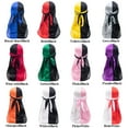 thumbnail image 2 of Silky Durag Caps, Two Tone Pirate Caps, Long-Tail Headwraps Wide Straps Turban for Men Boys, Multicoloured, 2 of 6