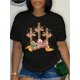 thumbnail image 1 of Camiseta de cuello redondo con estampado de huevos de Pascua, camiseta informal de manga corta y cuello redondo para las cuatro estaciones, ropa de mujer, top deportivo de ocio., 1 of 6
