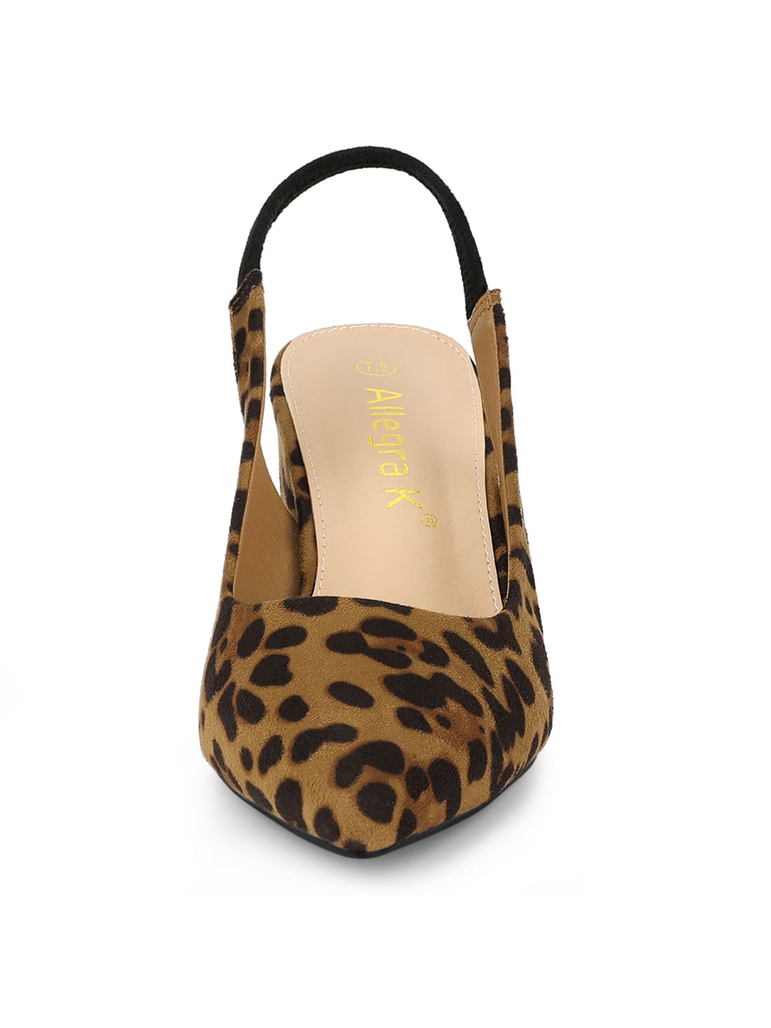 DARING DIVA Women's Pointed Toe Chunky Heel Pumps Slingback Heel Leopard 8.5