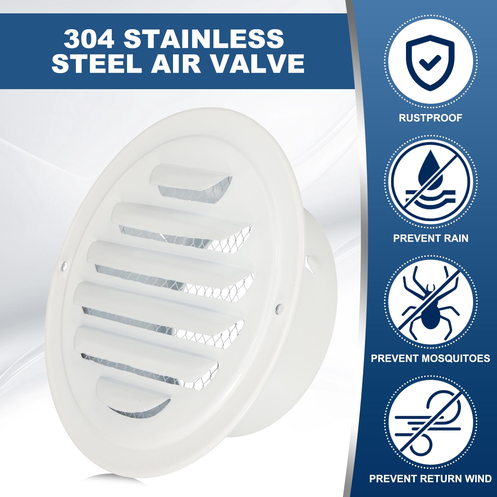 Uxcell Round Air Vents Cover 304 Stainless Steel Louver Grille, for Ceiling Mount White 4 Inch