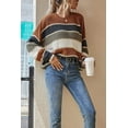 thumbnail image 5 of Contrast Striped Round Neck Long Sleeve Sweater, 5 of 8