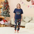 thumbnail image 2 of Odeerbi Christmas Pajamas for Family Holiday Short Sleeve Family Christmas Pajamas Matching Sets Mom Casual Print Top with Bottom Outfits Home Wear Sleepwear Family Matching PJs Set Blue, 2 of 7