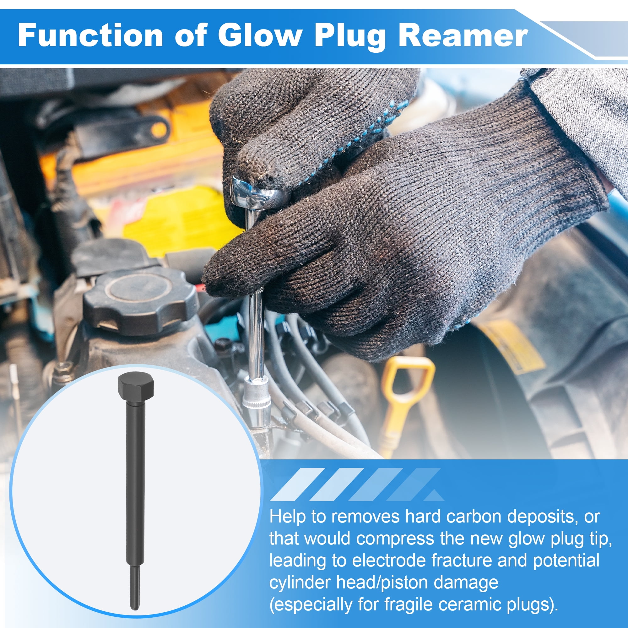 Unique Bargains GM52074 Glow Plug Reamer for Duramax 6.6L 3.0L Diesel Engines