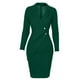 thumbnail image 4 of Vestido de Lápiz Vestido de Traje de Carrocería Para Mujeres Mujeres Sólidas Giros Hacia Abajo Botones de Manga Larga Trabajo Casual Vestido Formal Odeerbi  ODB113601, 4 of 6