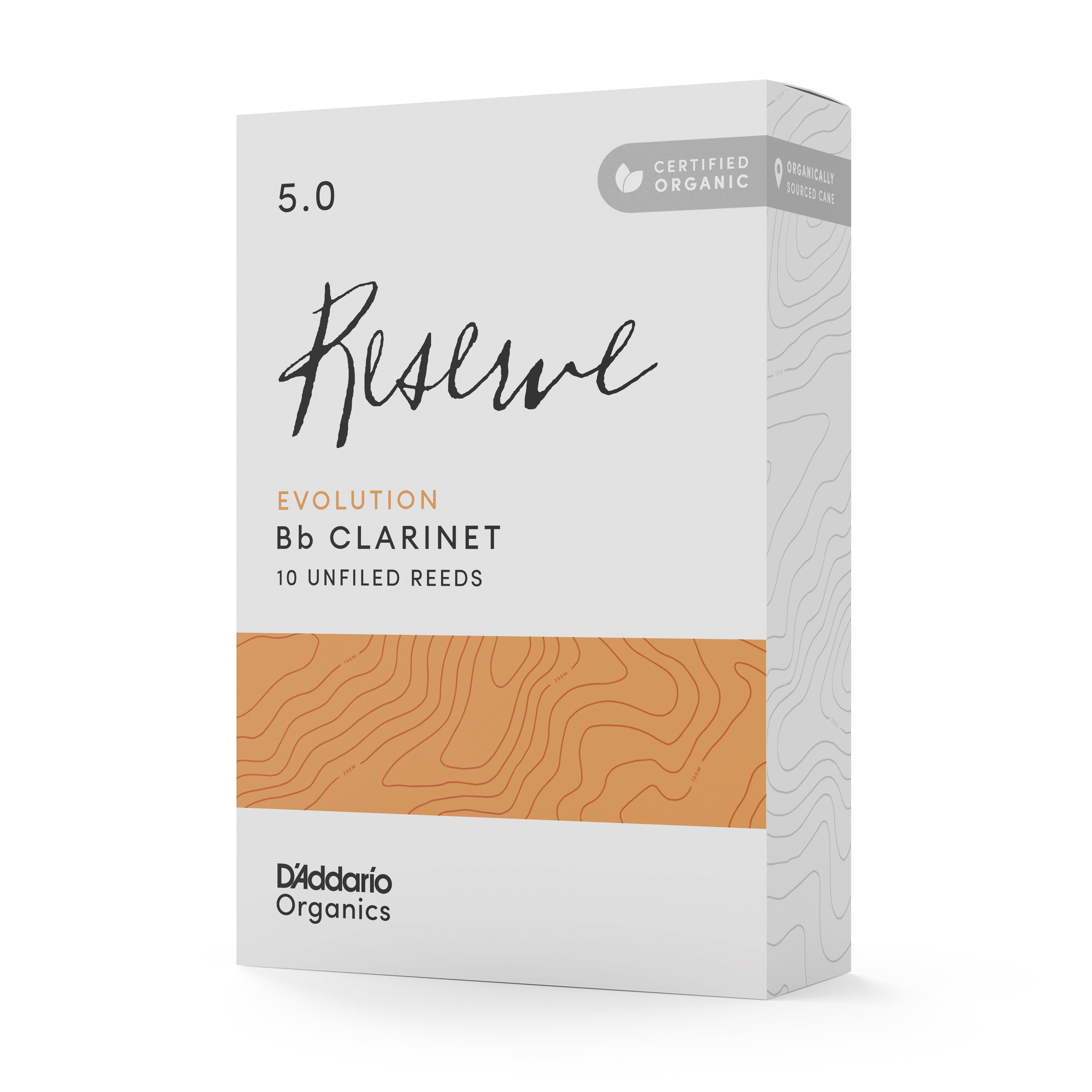 D'Addario Organic Reserve Evolution Bb Clarinet Reeds, Strength 5.0, 10-pack