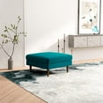 thumbnail image 3 of Hudson Mid-Century Modern Square Velvet Ottoman in Turquoise, 3 of 7