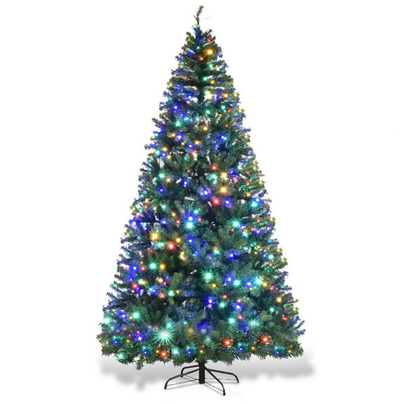 Topbuy 9'Artificial Christmas Tree PVC Material Metal Stand Holiday Decoration w/ 1000 LED Lights