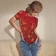 thumbnail image 3 of Balery Merry Christmas Body de cuello redondo de manga corta para mujer Tops de manga corta Tops básicos-XX-Large, 3 of 7