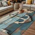 thumbnail image 2 of Fsddascl Vintage Anchor Outdoor Rug for Patio/Deck/Porch, Non-Slip Large Area Rug 5 x 8 Ft, Retro Farmhouse Nautical Wooden Indoor Outdoor Rugs Washable Area Rugs, Reversible Camping Rug Carpet, 2 of 5