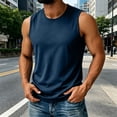 thumbnail image 2 of Bpyeka Big & Tall Men's Crew Neck Quick Dry Tank Tops, Ice Silk Stretch Sleeveless Shirts, Breathable Athletic Vests for Workout & Daily Wear, 3XL-5XL, Dark Blue, 2 of 9