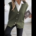 thumbnail image 4 of Chaleco de Punto Sin Mangas para Mujer, con Cuello en V, Botones, Informal, Holgado, para Otoño e Invierno. Verde Talla Única, 4 of 9