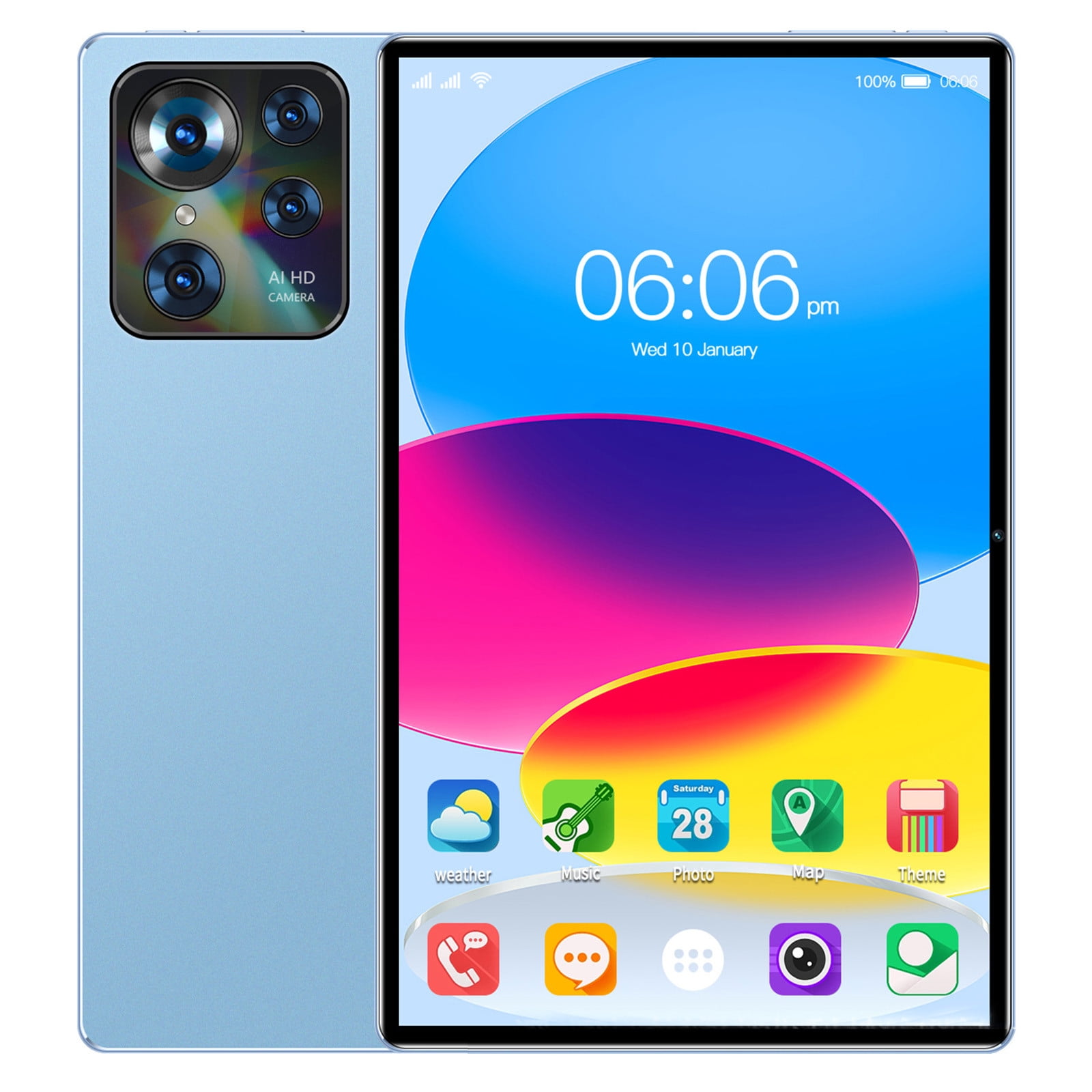 5G Android Tablet, 10.1-inch Android Tablet HD Display, 10.1 "Ultras-Thin Tablet with Face Recognitions, Plug-In Card Support Phone Communication for Learning Game Video Office