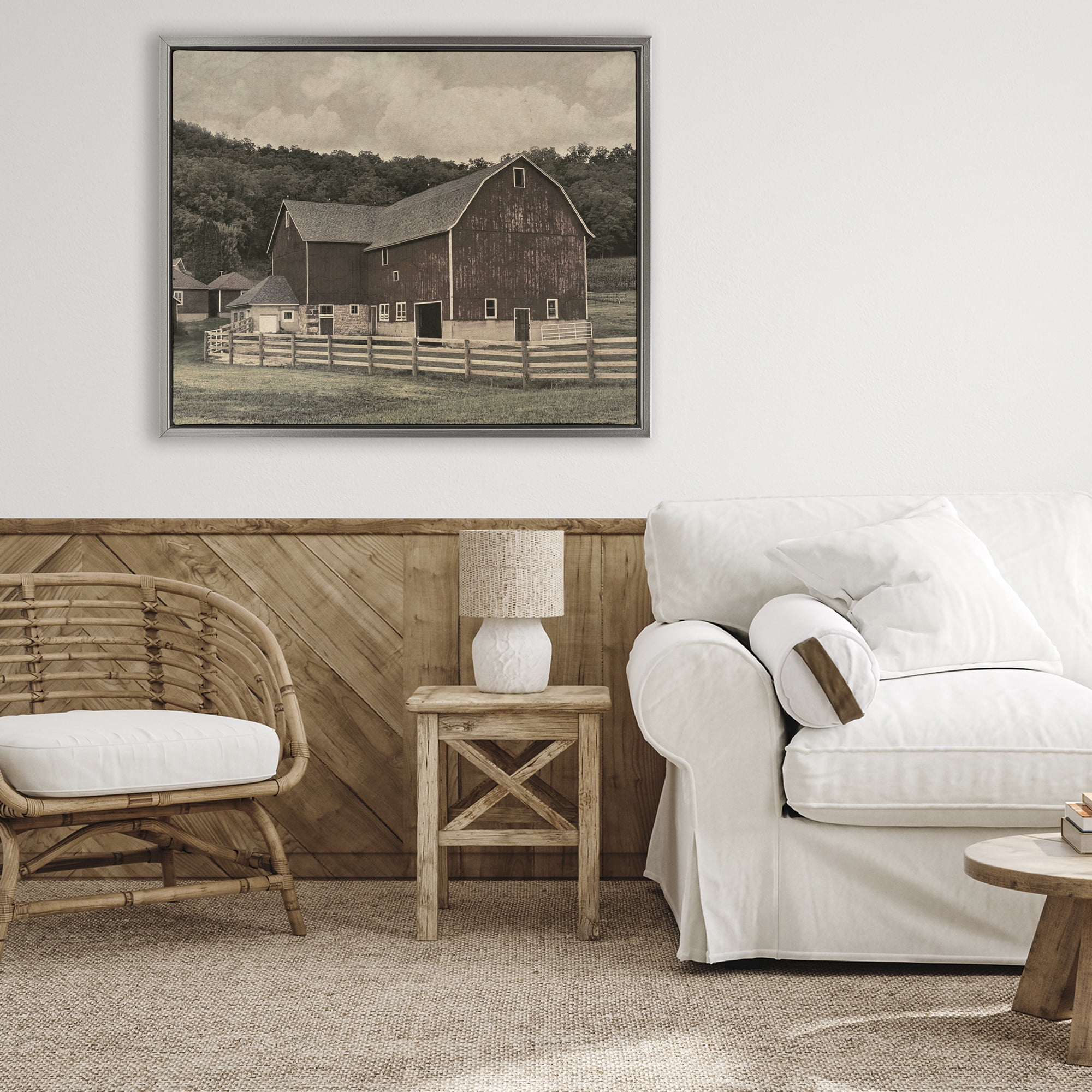 Stupell Industries Tender Living Space Barn Gray Framed Floater Canvas Wall Art, design by Marcus Prime