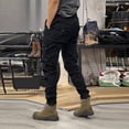 thumbnail image 6 of Men's Solid Color Outdoor Overalls, Casual Tactical Cuff Trousers with Multiple Pockets for Hiking, Workwear and Street Style,Black,L, 6 of 6