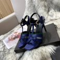 thumbnail image 4 of T-Strap Peep Toe Stiletto High Heel Sandal Buckle Roman Leather Square Toe Women'S Shoes, 4 of 5
