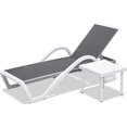 thumbnail image 5 of Patio Chaise Lounge Adjustable Aluminum Pool Lounge Chairs with Arm All Weather Pool Chairs for Outside,in-Pool,Lawn by domi outdoor living (Gray Lounge W/Table), 5 of 9