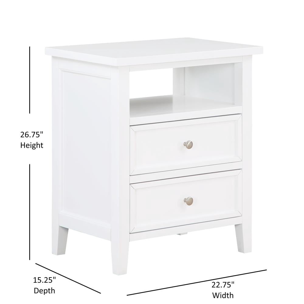 Comfort Pointe Walker White Wood 2-drawer Casual Storage Nightstand