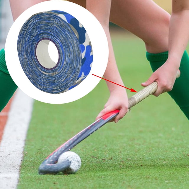 Cinta de tela para Hockey sobre hielo de 25M, envoltura antideslizante, cinta de bate de agarre cómodo, cinta de calcetín de Hockey resistente al agua camuflaje azul DYNWAVEMX Envoltura de hockey sobre hielo