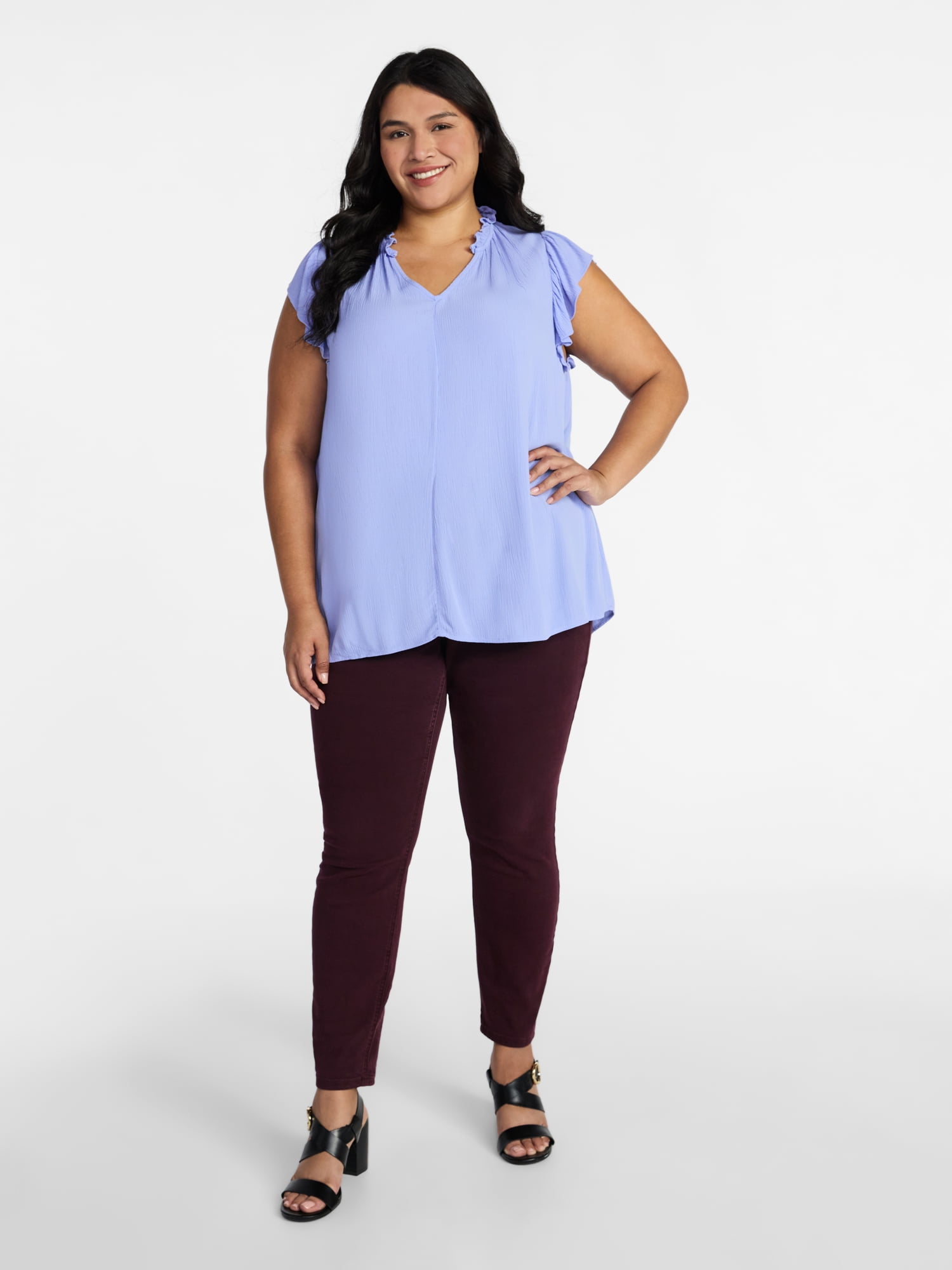 Terra & Sky Women's Plus Size Flutter Sleeve Blouse, Sizes 0X-5X