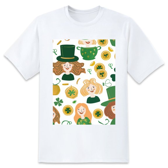 Basic Oversize Tees For WomenClover Loose Boyfriend Shirts Casual Blouse round neck