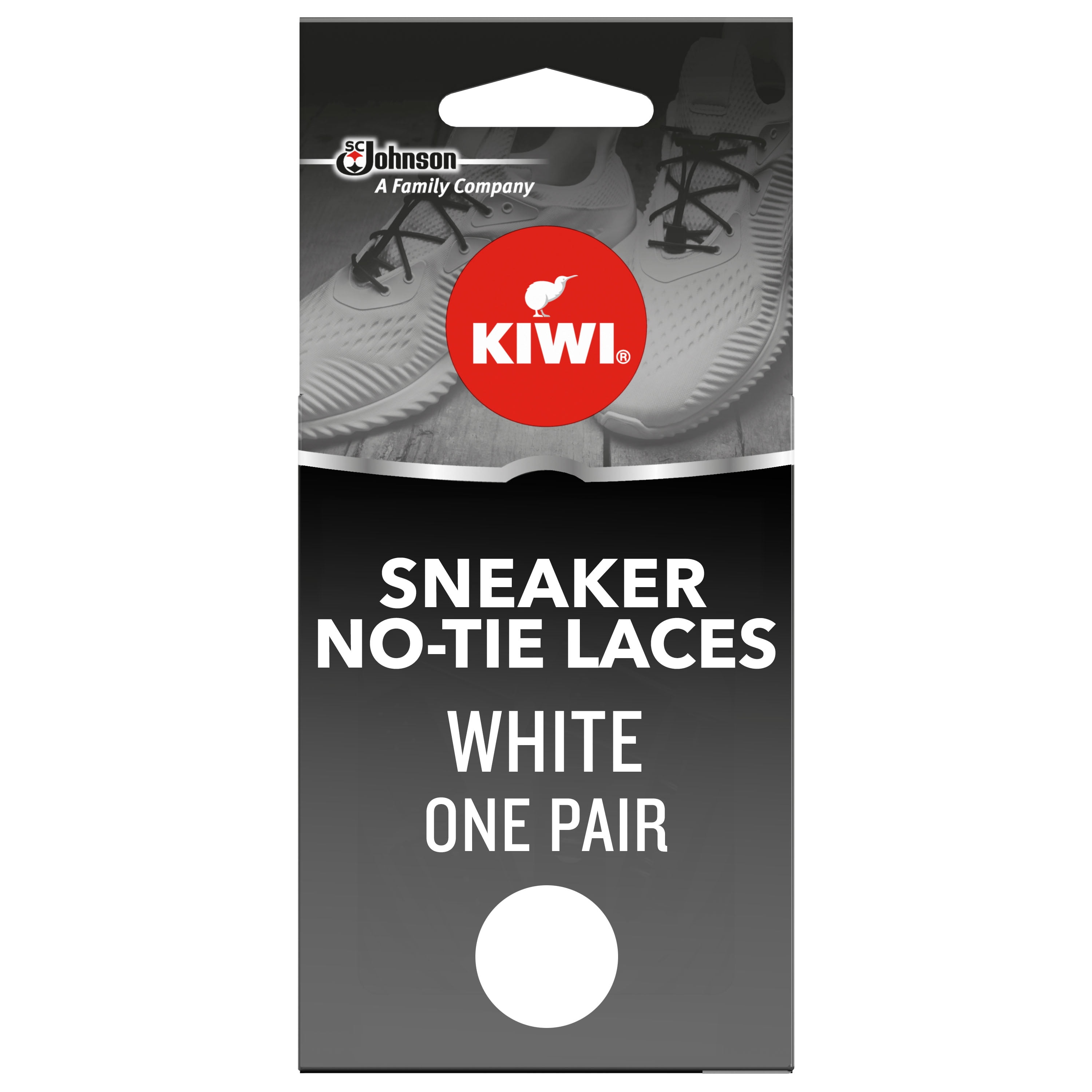 KIWI Sneaker No-Tie Shoe Laces, White, One Size Fits All (1 Pair)