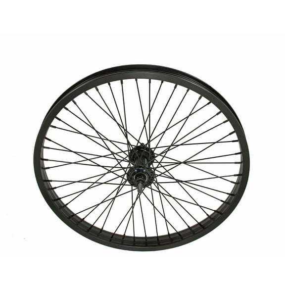 Bike 20 x 2.125 Alloy Front Wheel 48 Spoke 14gSS/Black 3/8 Axle Sealed Bearing Double Wall Black.