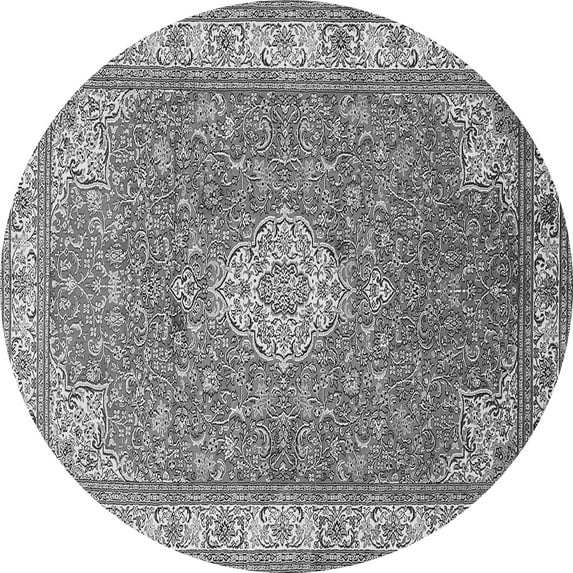 Ahgly Company Indoor Round Medallion Gray Traditional Area Rugs, 6' Round