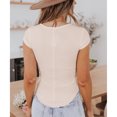thumbnail image 4 of Camisa delgada con botones y cuello en V de manga corta para mujer para uso diario y deportes al aire libre, 4 of 6