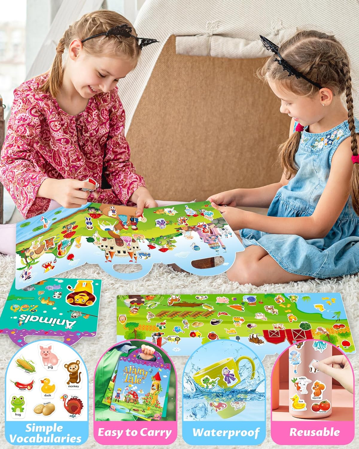 The Ultimate Toddler Travel Toy: Reusable Sticker Activity Book with 300+ Stickers for Kids Ages 2-5, Perfect for Airplane & Car Rides, Birthday & Christmas Gifts