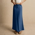 thumbnail image 6 of ZenCart Women Maxi Skirt Mid-rise A-Line Drawstring Solid Color Long Skirt Easy to Match Lady Skirt Work Leisure Daily Wear, 6 of 8
