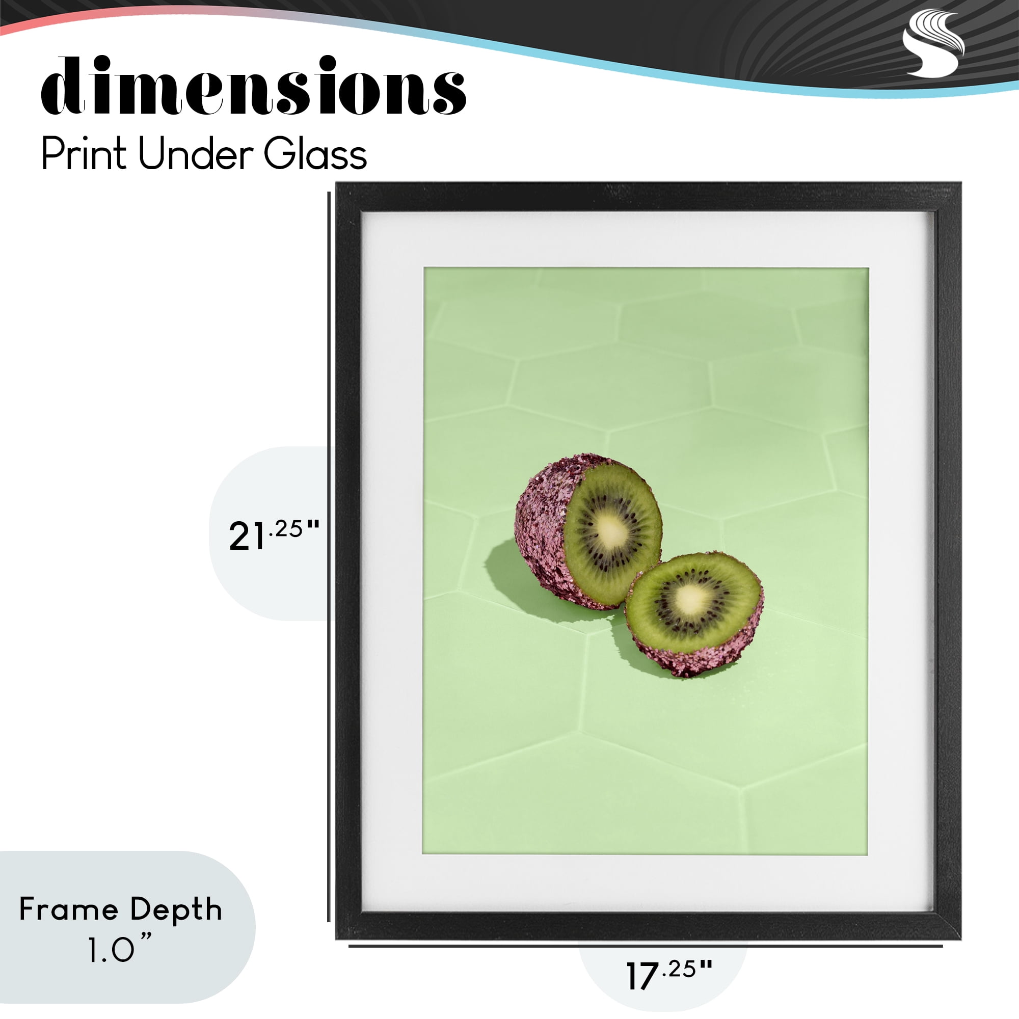 Stupell Industries Green Glimmer Kiwi Black Framed Print Under Glass, design by LISH Creative