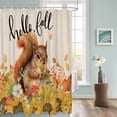 thumbnail image 3 of Fabric Shower Curtain Fall Thanksgiving Cute Squirrel Sunflowers Autumn Leaves Shower Curtains with 12 Hooks Waterproof Machine Washable Bath Curtains for Bathroom, 72 x 78in, 3 of 6