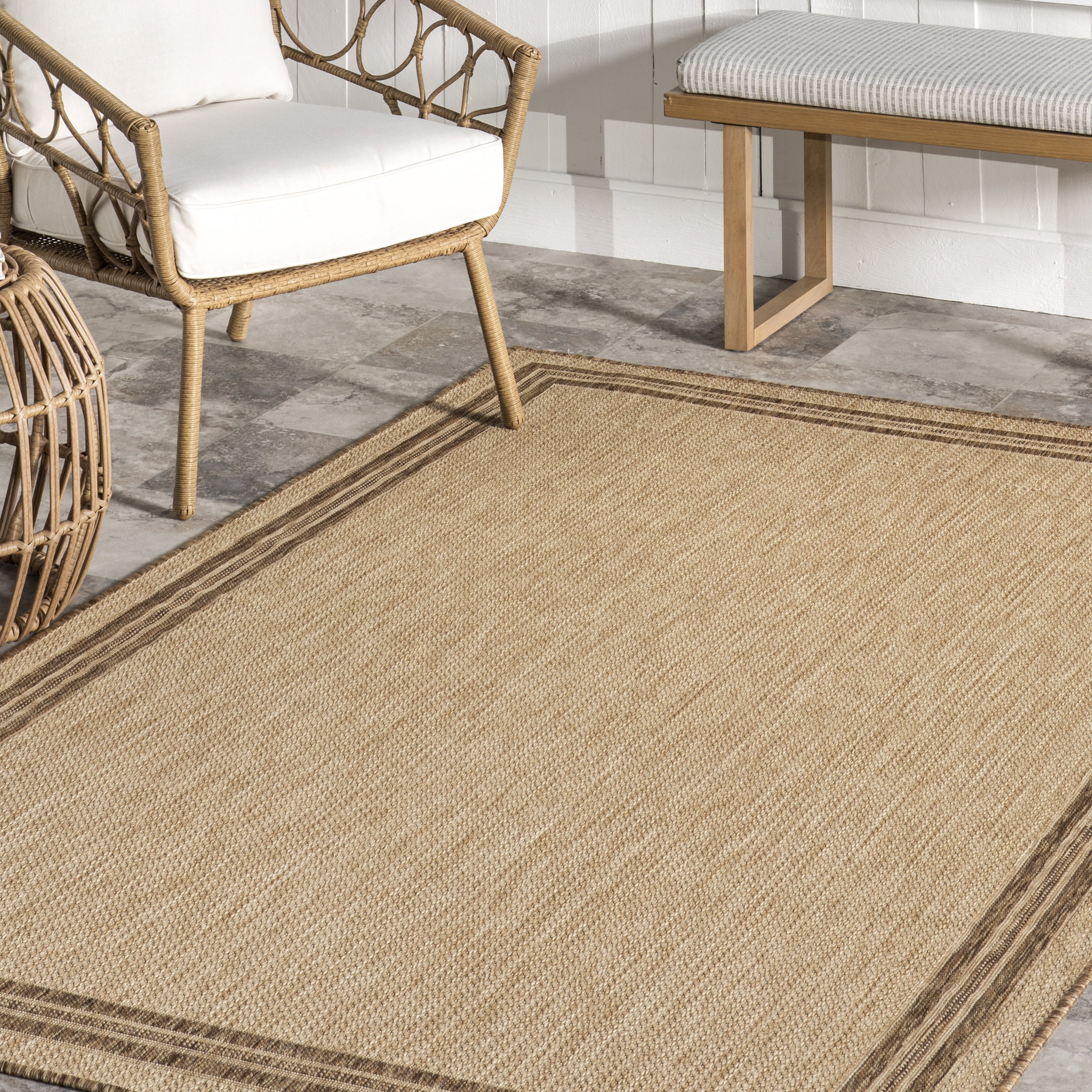 nuLOOM Rasha Classic Border Indoor/Outdoor Area Rug, 8' x 10', Beige