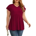 thumbnail image 3 of Cueply Plus Size Summer Tops for Women Short Sleeve V Neck Casual Blouse Shirts Tunic Tops, 3 of 5