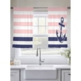 thumbnail image 5 of Blue Anchor Sheer Curtains 54 Inches Long 2 Panels Costal Pink White Blue Stripes Background Light Filtering Semi Sheer Window Curtains Drapes for Bedroom Living Room 52"x54", 5 of 7