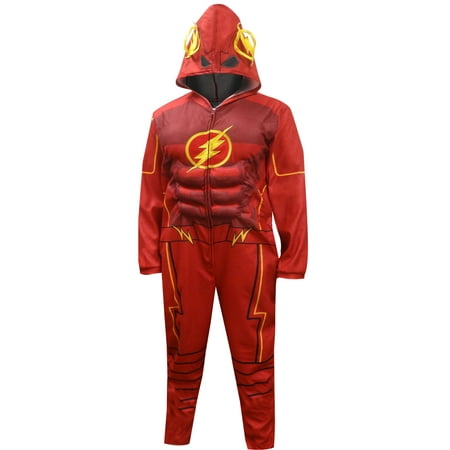 DC Comics Men's Justice League Flash Costume One Piece Union Suit Men Pajama Outfit (Medium)