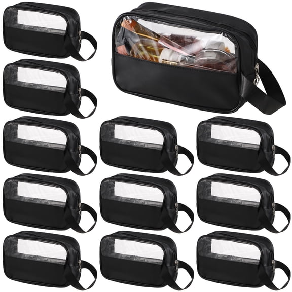 12 Pcs Toiletry Bags, Small Travel Makeup Bags for Men Women, Portable Cosmetic Organizers, Waterproof Makeup Pouches with Handles, Clear Zippered Storage Case